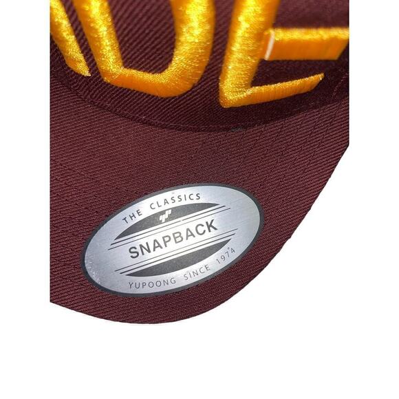 Wool Blend Snapback Cap PR1DE Embroidered Maroon One Size by Yupoong - Picture 2 of 5